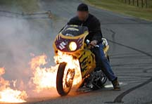 bike burnout flame out